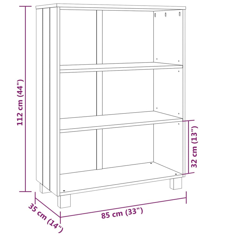 Book Cabinet "HAMAR" Dark Grey  85x35x112 cm Solid Wood Pine