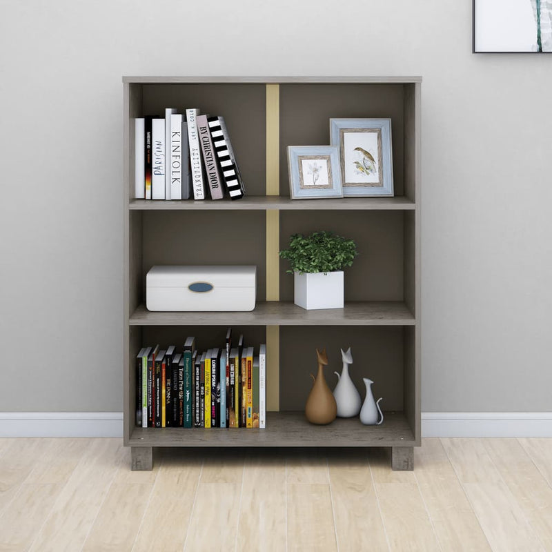 Book Cabinet "HAMAR" Light  Grey  85x35x112 cm Solid Wood Pine