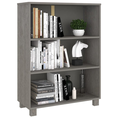 Book Cabinet "HAMAR" Light  Grey  85x35x112 cm Solid Wood Pine