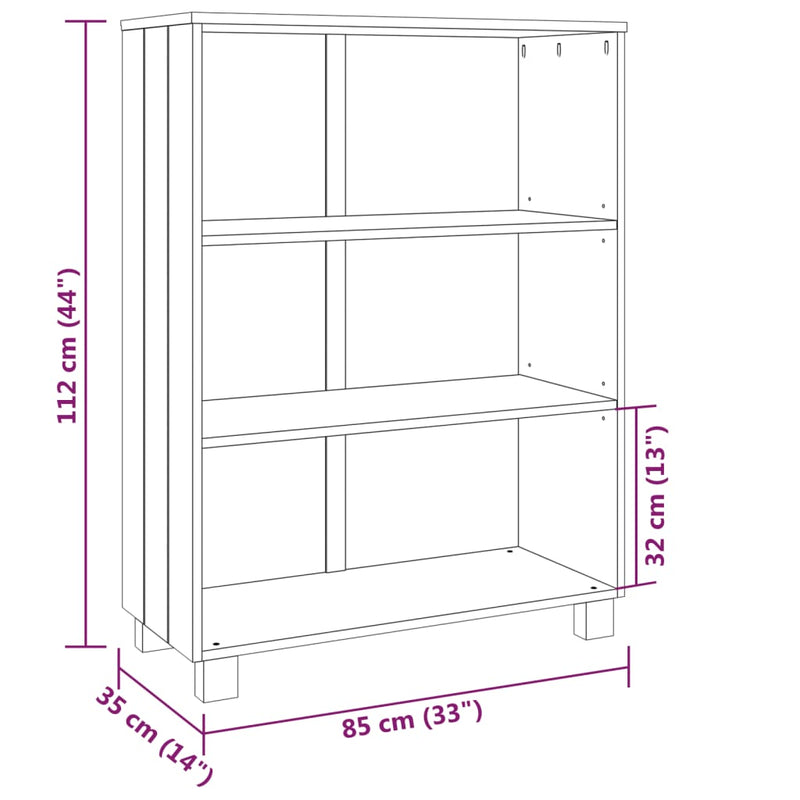 Book Cabinet "HAMAR" Light  Grey  85x35x112 cm Solid Wood Pine