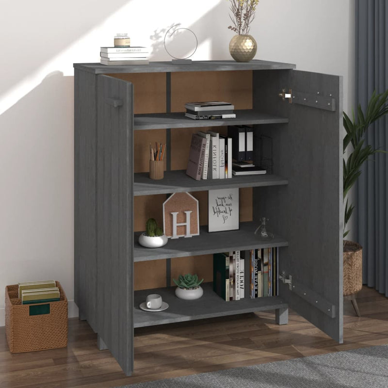 Shoe Cabinet Dark Grey 85x40x108 cm Solid Wood Pine