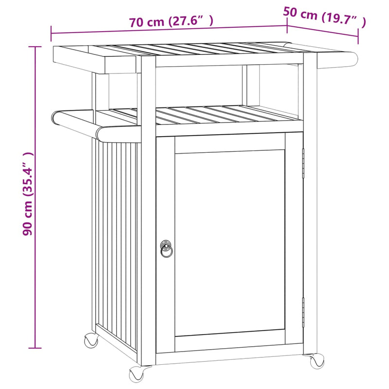 Bar Cart 70x50x90 cm Solid Wood Teak