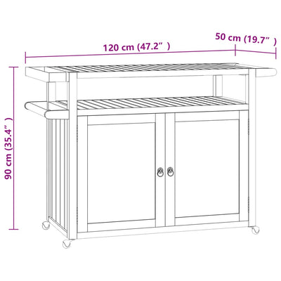 Bar Cart 120x50x90 cm Solid Wood Teak