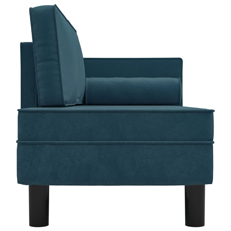 Chaise Lounge with Cushions and Bolster Blue Velvet