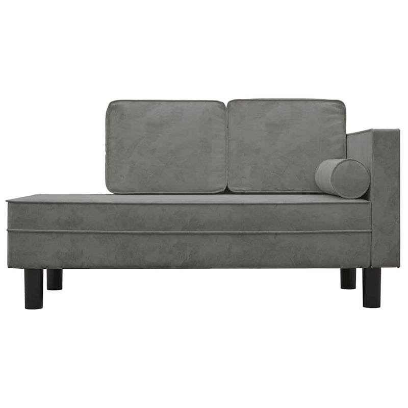 Chaise Lounge with Cushions and Bolster Light Grey Velvet