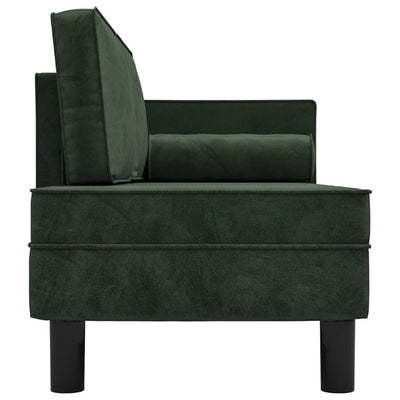 Chaise Lounge with Cushions and Bolster Dark Green Velvet