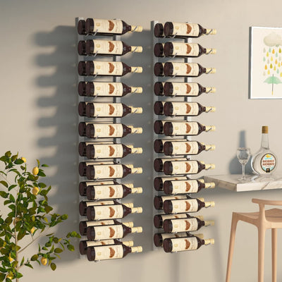 Wall Mounted Wine Rack for 24 Bottles 2 pcs White Iron