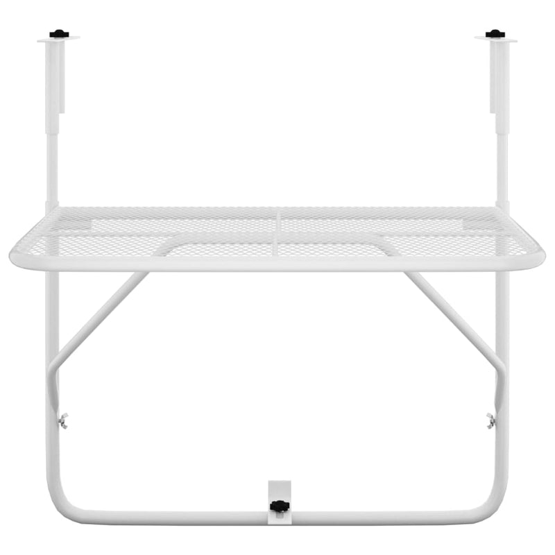 Balcony Table White 60x40 cm Steel