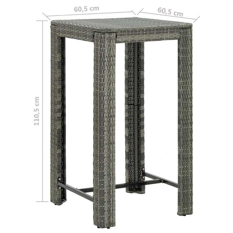 3 Piece Garden Bar Set with Cushions Poly Rattan Grey