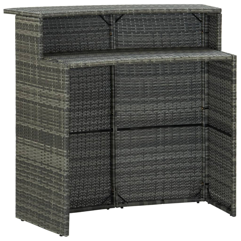 3 Piece Garden Bar Set with Cushions Poly Rattan Grey