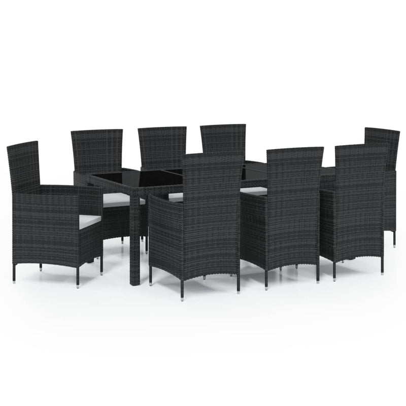 9 Piece Outdoor Dining Set with Cushions Poly Rattan