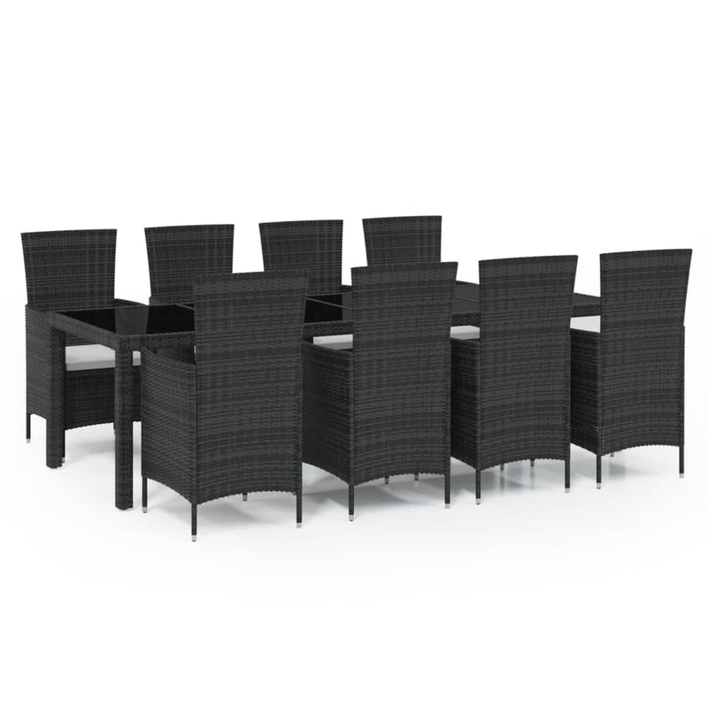 9 Piece Outdoor Dining Set with Cushions Poly Rattan