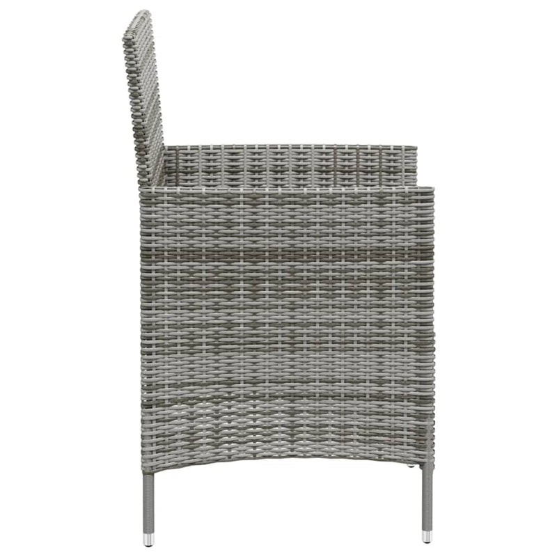 3 Piece Outdoor Dining Set with Cushions Poly Rattan Grey