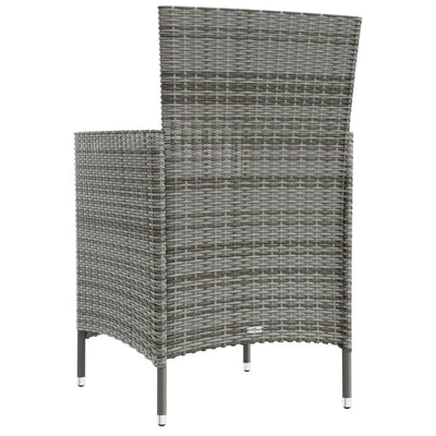 3 Piece Outdoor Dining Set with Cushions Poly Rattan Grey