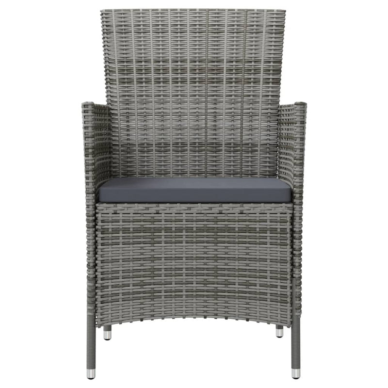 3 Piece Outdoor Dining Set with Cushions Poly Rattan Grey