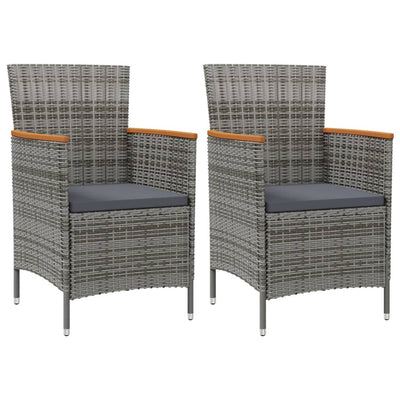 3 Piece Outdoor Dining Set with Cushions Poly Rattan Grey