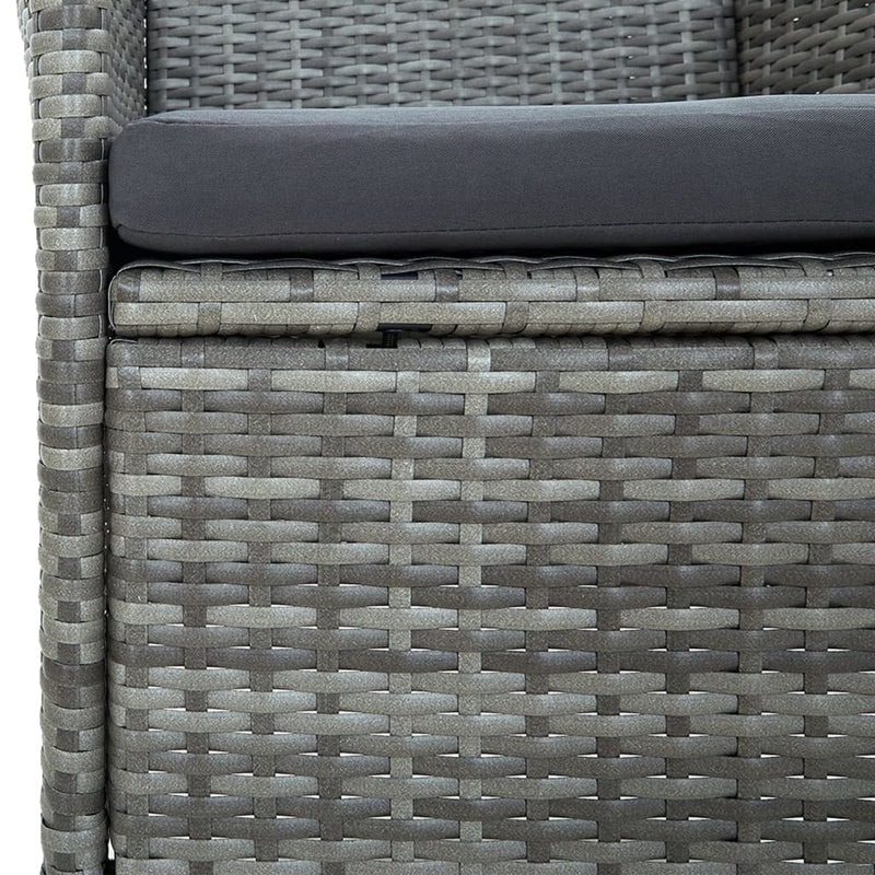 9 Piece Outdoor Dining Set with Cushions Poly Rattan Grey