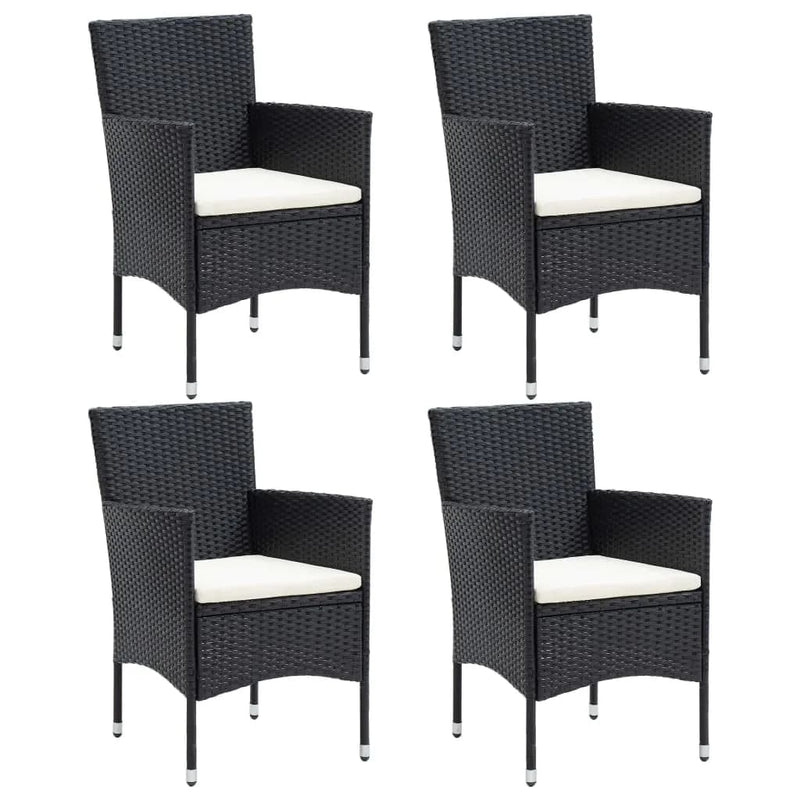 5 Piece Garden Dining Set with Cushions Poly Rattan Black