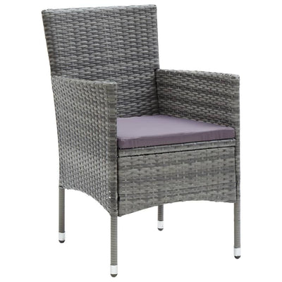 5 Piece Garden Dining Set with Cushions Poly Rattan Grey