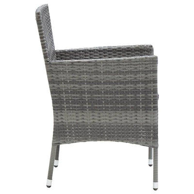 5 Piece Garden Dining Set with Cushions Poly Rattan Grey