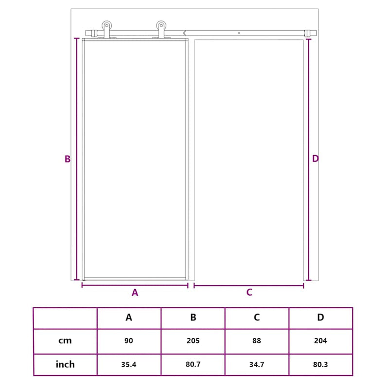 Sliding Door Frosted ESG Glass and Aluminium 90x205 cm Black