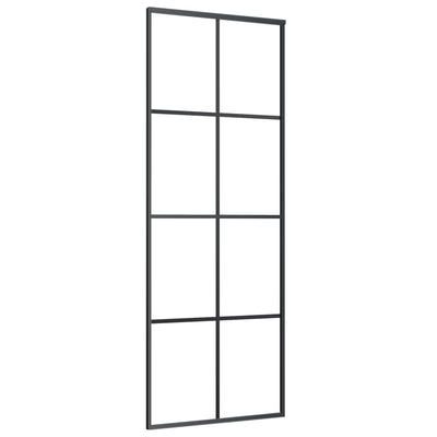 Sliding Door Black 76x205 cm ESG Glass and Aluminium