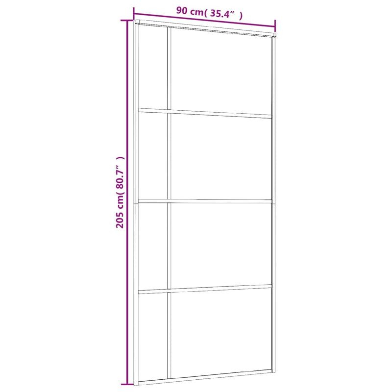 Sliding Door Frosted ESG Glass and Aluminium 90x205 cm Black