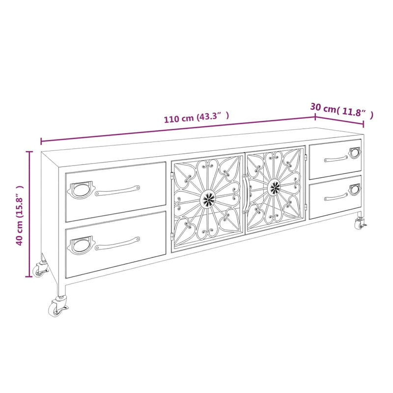 TV Cabinet Silver 110x30x40 cm Iron