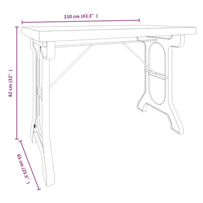 Dining Table 110x65x82 cm Solid Wood Fir and Iron