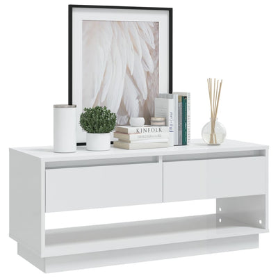 TV Cabinet High Gloss White 102x41x44 cm Engineered Wood