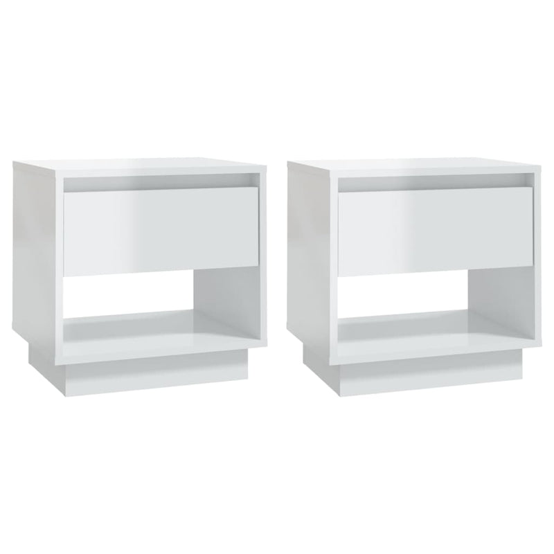 Bedside Cabinets 2 pcs High Gloss White 45x34x44 cm Engineered Wood