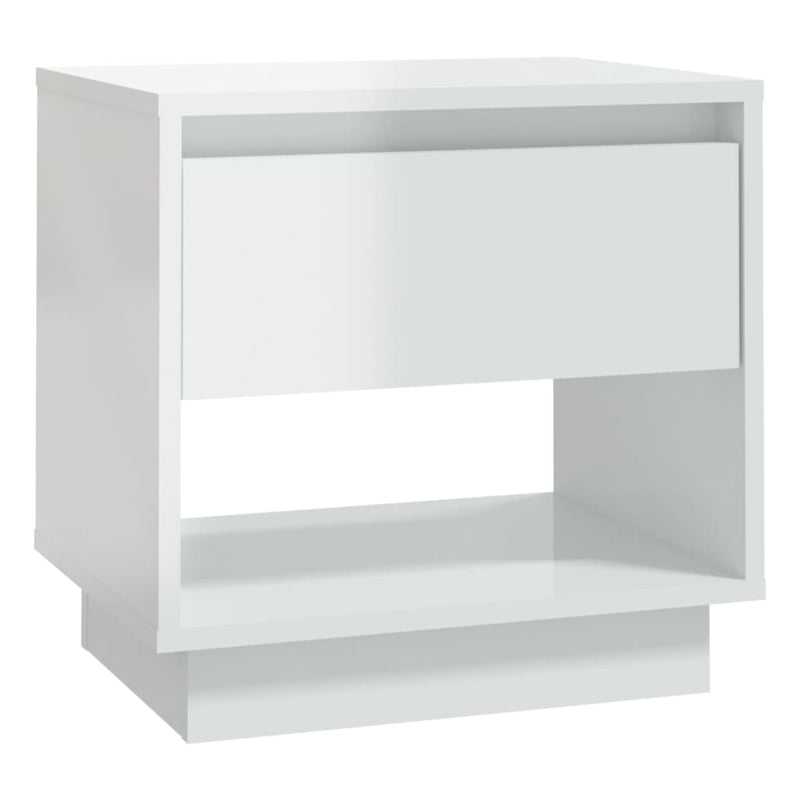 Bedside Cabinets 2 pcs High Gloss White 45x34x44 cm Engineered Wood