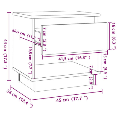 Bedside Cabinets 2 pcs High Gloss White 45x34x44 cm Engineered Wood