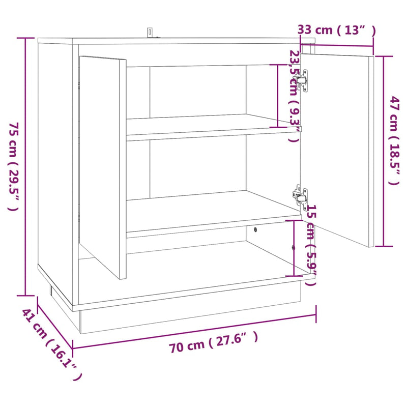 Sideboard White 70x41x75 cm Engineered Wood