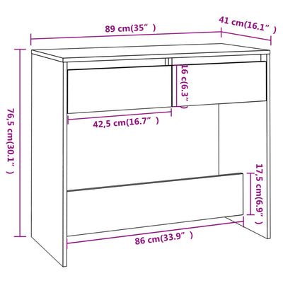 Console Table Black 89x41x76.5 cm Engineered Wood