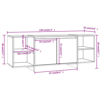 TV Cabinet Concrete Grey 130x35x50 cm Engineered Wood