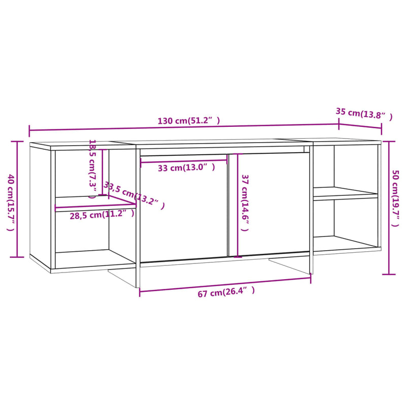 TV Cabinet Concrete Grey 130x35x50 cm Engineered Wood