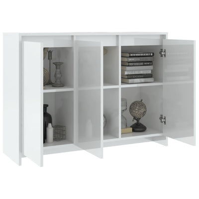 Sideboard High Gloss White 102x33x75 cm Engineered Wood