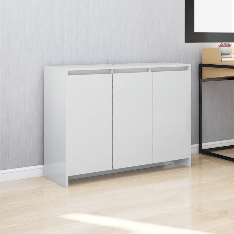 Sideboard High Gloss White 102x33x75 cm Engineered Wood