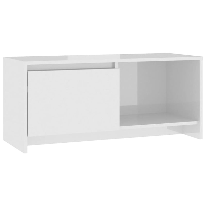 TV Cabinet High Gloss White 90x35x40 cm Engineered Wood