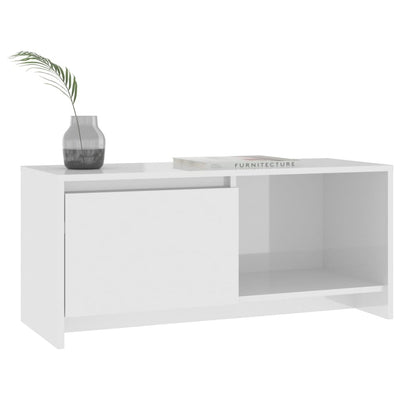 TV Cabinet High Gloss White 90x35x40 cm Engineered Wood