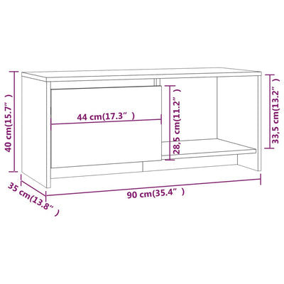 TV Cabinet High Gloss White 90x35x40 cm Engineered Wood