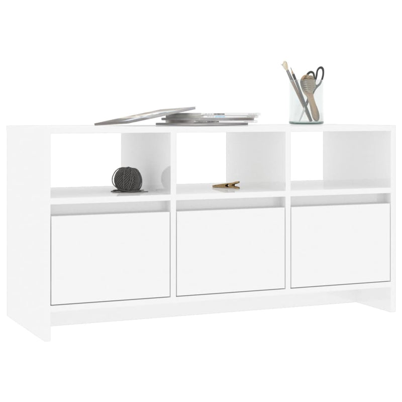 TV Cabinet High Gloss White 102x37.5x52.5 cm Engineered Wood