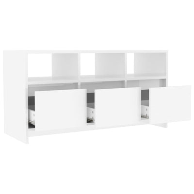 TV Cabinet High Gloss White 102x37.5x52.5 cm Engineered Wood