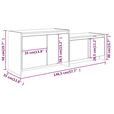 TV Cabinet Black 146.5x35x50 cm Engineered Wood