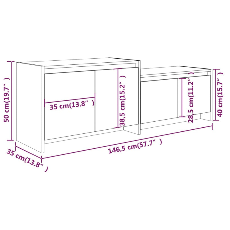 TV Cabinet High Gloss White 146.5x35x50 cm Engineered Wood