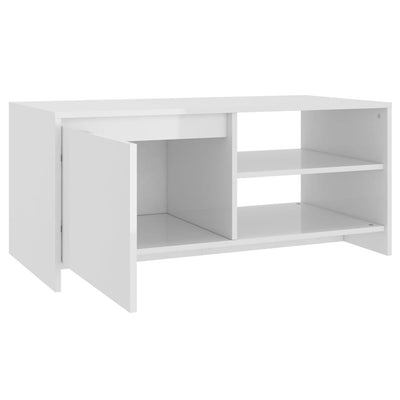 Coffee Table High Gloss White 102x50x45 cm Engineered Wood