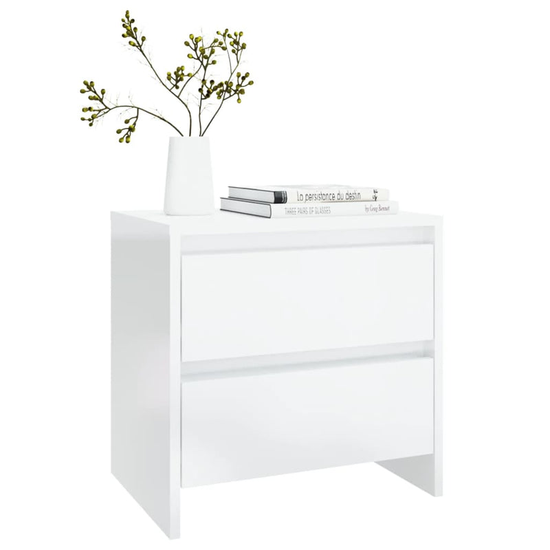 Bedside Cabinets 2 pcs High Gloss White 45x34.5x44.5 cm Engineered Wood