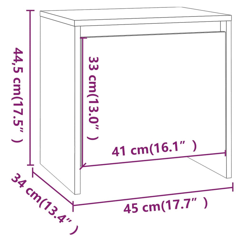 Bedside Cabinet Concrete Grey 45x34x44.5 cm Engineered Wood