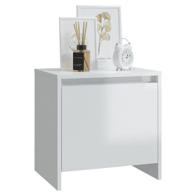 Bedside Cabinet High Gloss White 45x34x44.5 cm Engineered Wood